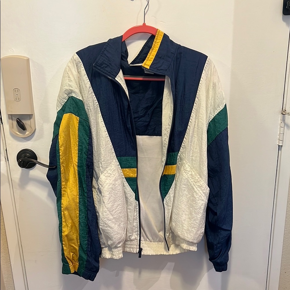 Blue and White Windbreaker Lightweight Sporty Jacket